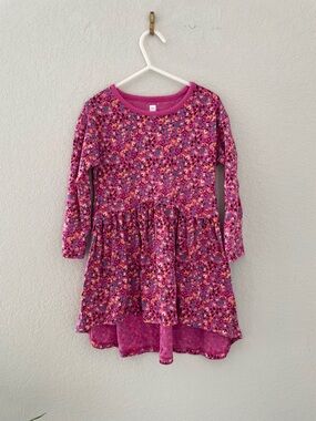 Tea Collection Girls Pink Floral High Low Long Sleeve Dress Size 4